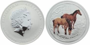 Australien 1 Dollar 2014 Horse - Color - 1 Unze Feinsilber